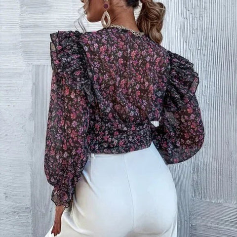 Blouse Fields of Flowers With Ruffle - BEAUTY BAR
