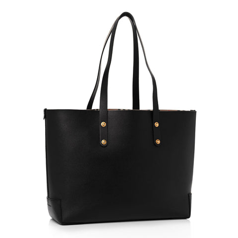 Burberry Embossed Crest Small Leather Tote - Black - BEAUTY BAR