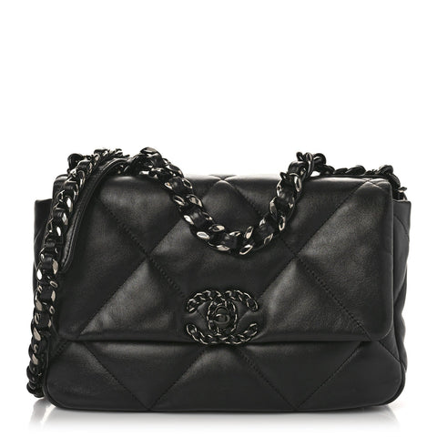 Chanel Lambskin Quilted Medium Chanel 19 Flap Black - BEAUTY BAR