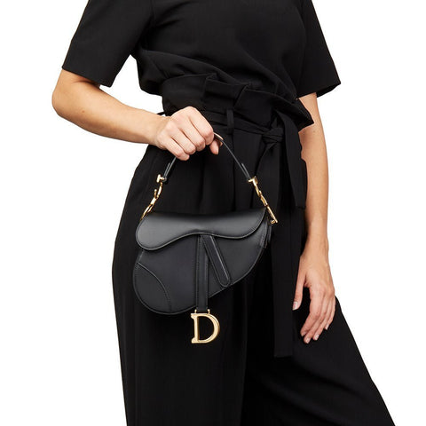 Christian Dior Black Soft Leather Mini Saddle Bag - BEAUTY BAR