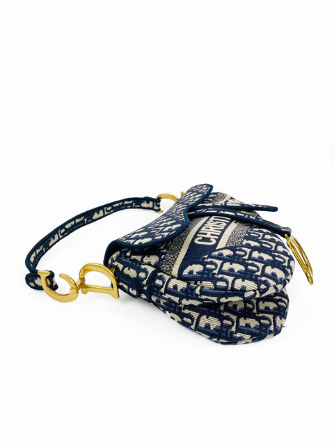 Christian Dior Blue Oblique Saddle Bag 2 Pcs - BEAUTY BAR