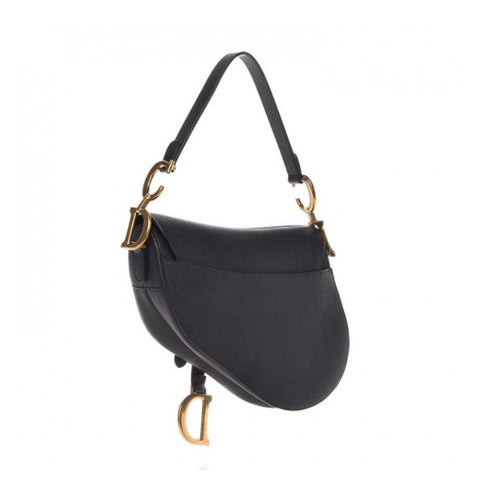 Christian Dior Saddle Bag In Black Grained - BEAUTY BAR