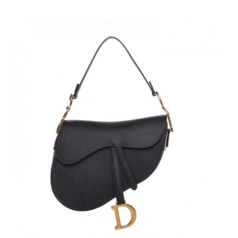 Christian Dior Saddle Bag In Black Grained - BEAUTY BAR