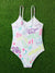 Crown & Letter Graphic One Piece Swimsuit White - BEAUTY BAR