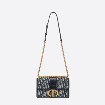 Dior 30 MONTAIGNE CHAIN BAG Blue Oblique Jacquard - BEAUTY BAR