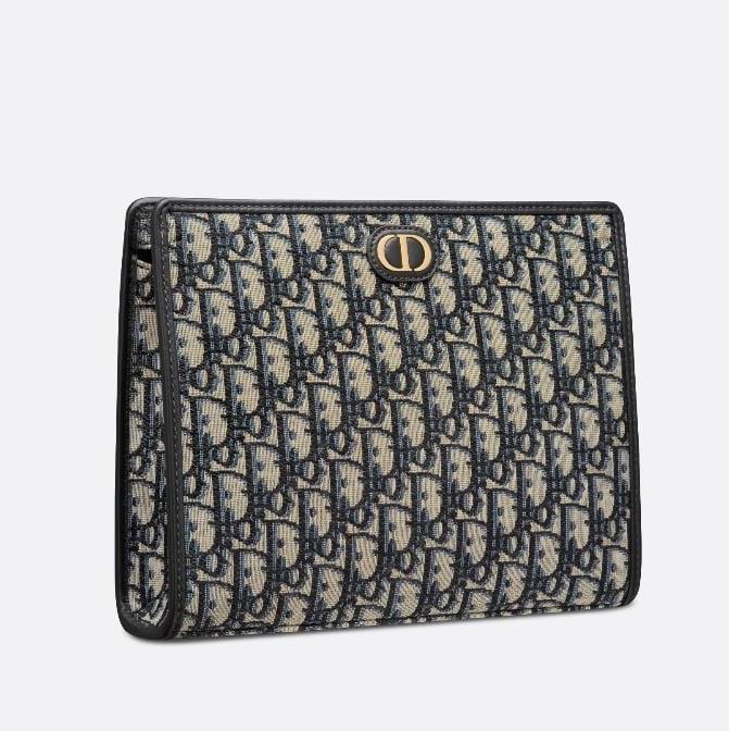 Dior Medium 30 Montaigne Pouch Blue Oblique Jacquard 6