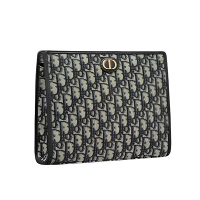 Dior Medium 30 Montaigne Pouch Blue Oblique Jacquard - BEAUTY BAR