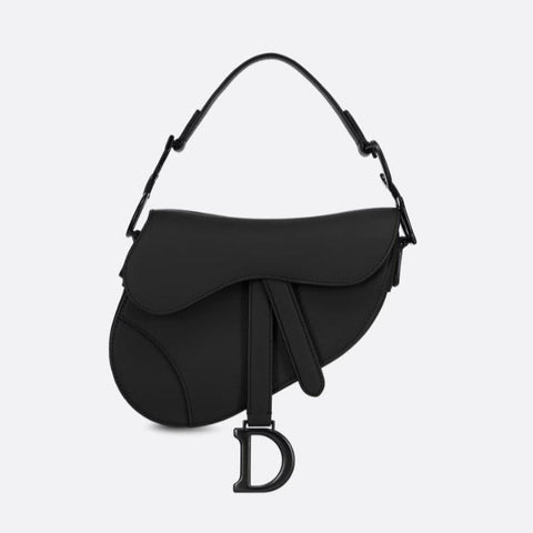 Dior Mini Ultramatte Black Saddle Bag Grained Leather - BEAUTY BAR