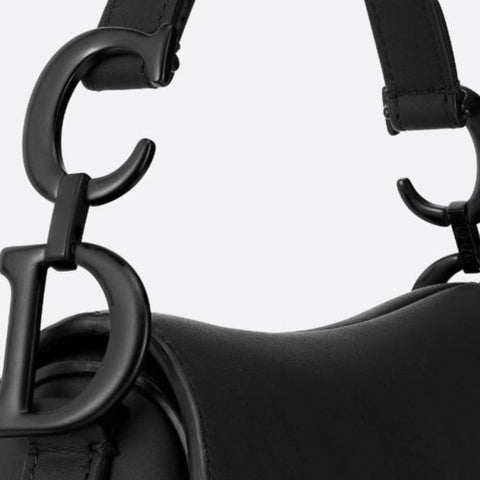 Dior Mini Ultramatte Black Saddle Bag Grained Leather - BEAUTY BAR