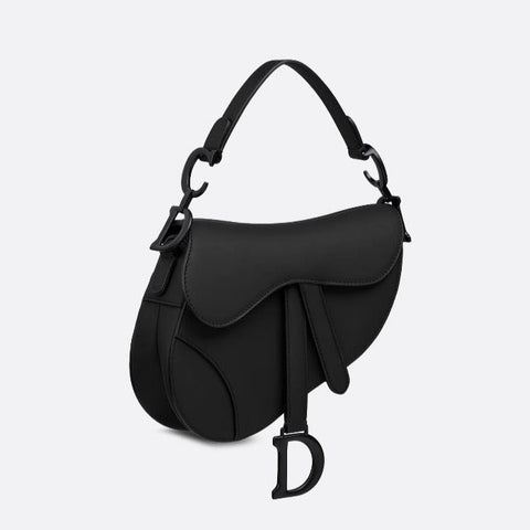 Dior Mini Ultramatte Black Saddle Bag Grained Leather - BEAUTY BAR