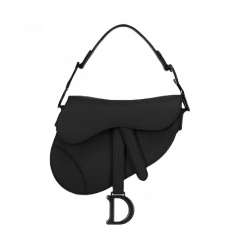 Dior Mini Ultramatte Black Saddle Bag Grained Leather - BEAUTY BAR