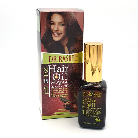 Dr.Rashel Hair Oil 2 In 1 Argan Oil With Keratin - 50ml - BEAUTY BAR