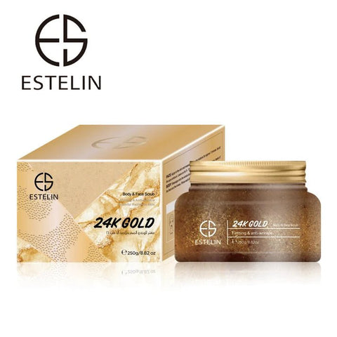 Estelin 24K Gold Firming & Anti Wrinkle Face & Body Scrub by- 250g - BEAUTY BAR