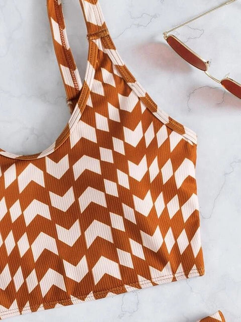 Geometric Print Bikini Swimsuit Multicolor - BEAUTY BAR