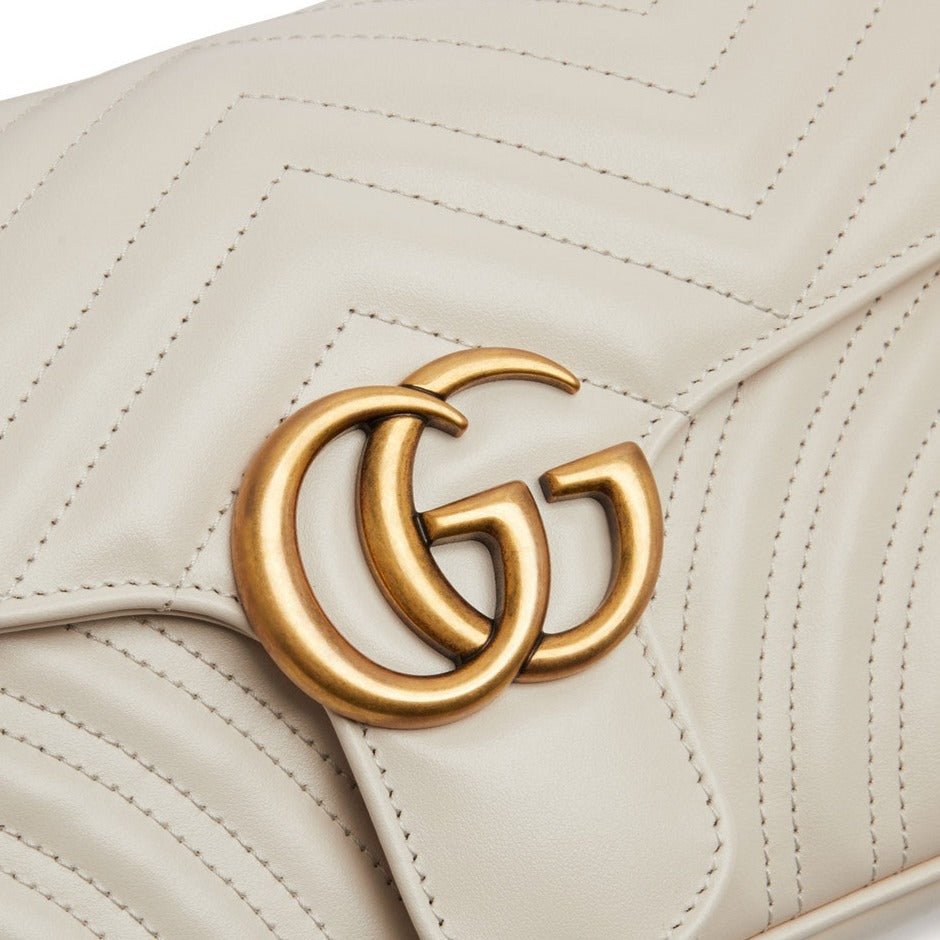 Gucci GG Marmont White Small Leather Shoulder Bag 3