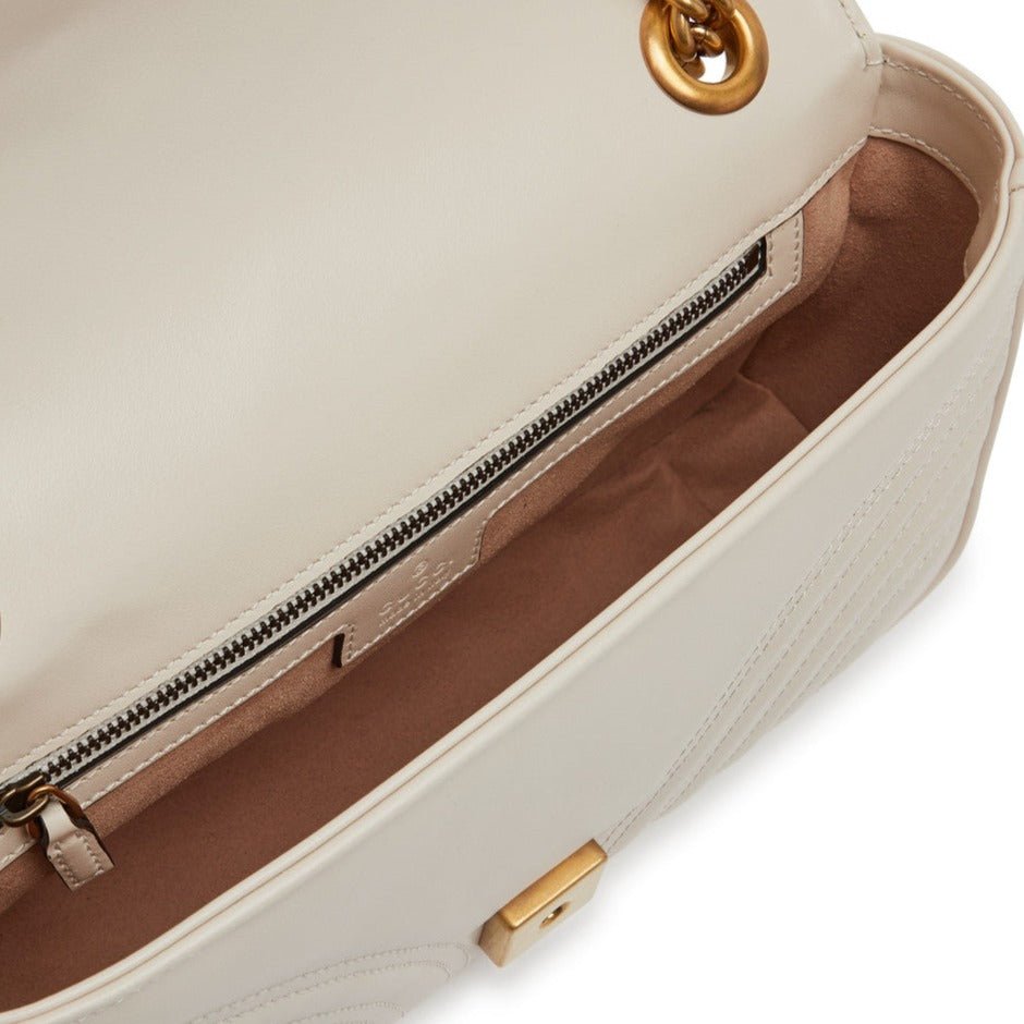 Gucci GG Marmont White Small Leather Shoulder Bag 4