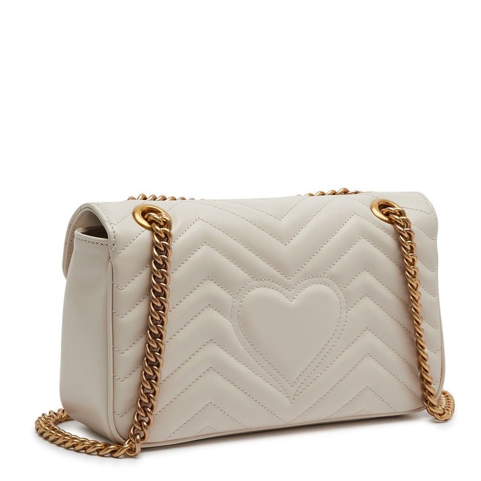 Gucci GG Marmont White Small Leather Shoulder Bag 2