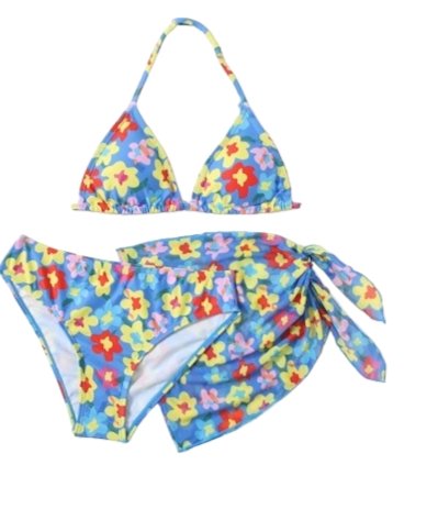 Girls 3-Pack Floral Print Bikini Swimsuit With Beach Skirt - BEAUTY BAR