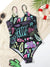 Girls Crown & Letter Graphic One Piece Swimsuit - BEAUTY BAR