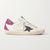 Golden Goose Superstar Distressed Glittered Leather Trainers in White - BEAUTY BAR
