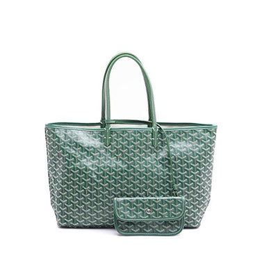 Goyard Green MM Painted Leather And Canvas Handbag