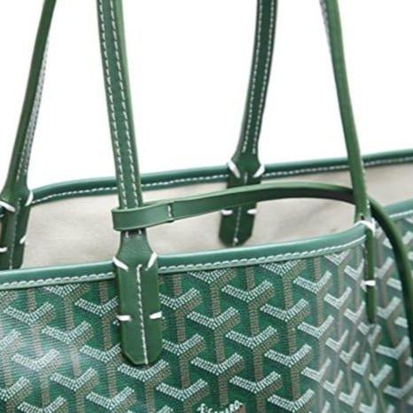 Goyard Green MM Painted Leather And Canvas Handbag 2
