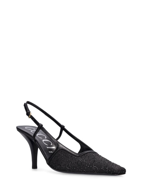 Gucci Crystal-Embellished Pointed-Toe Pumps In Black - BEAUTY BAR