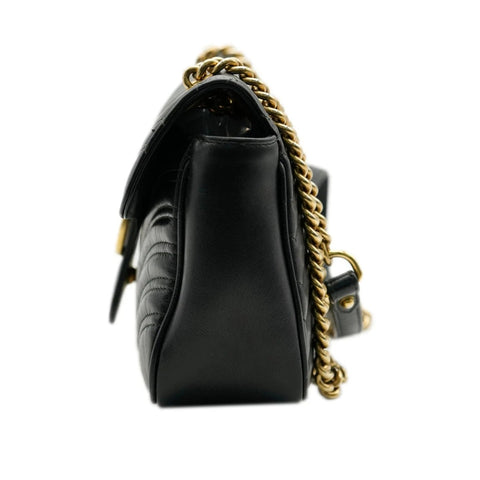 Gucci GG Marmont Matelasse Black Leather Shoulder Bag - BEAUTY BAR