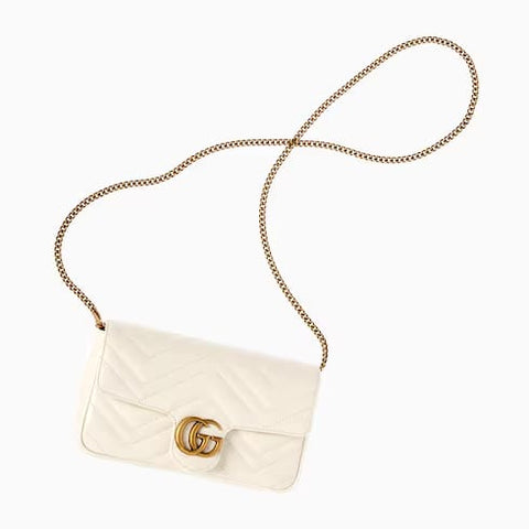 Gucci Marmont Mini Bag White Leather - BEAUTY BAR