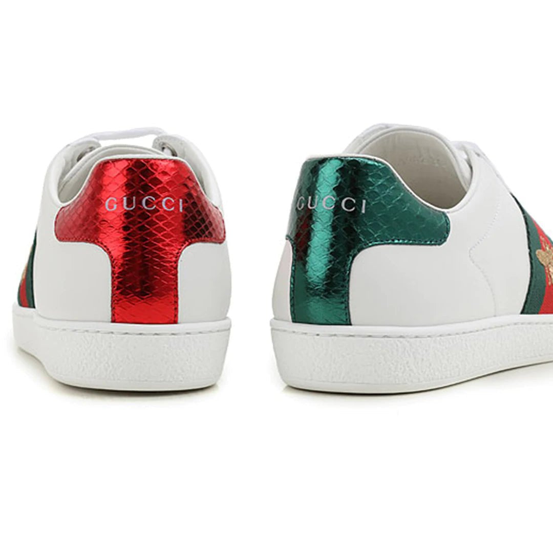 Gucci Women's Ace Embroidered Sneaker - White/Green/Red 5