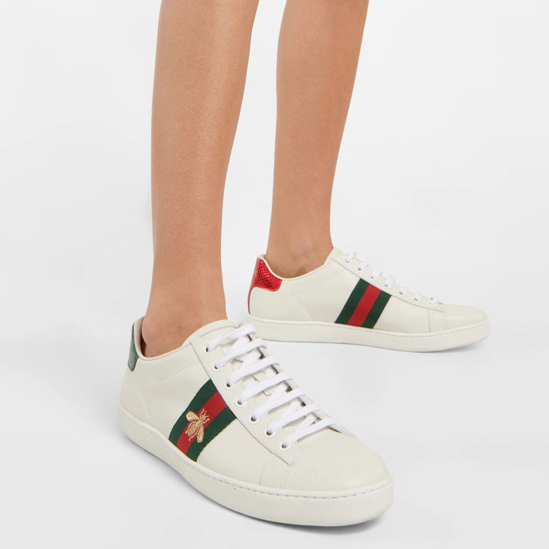 Gucci Women's Ace Embroidered Sneaker - White/Green/Red 3