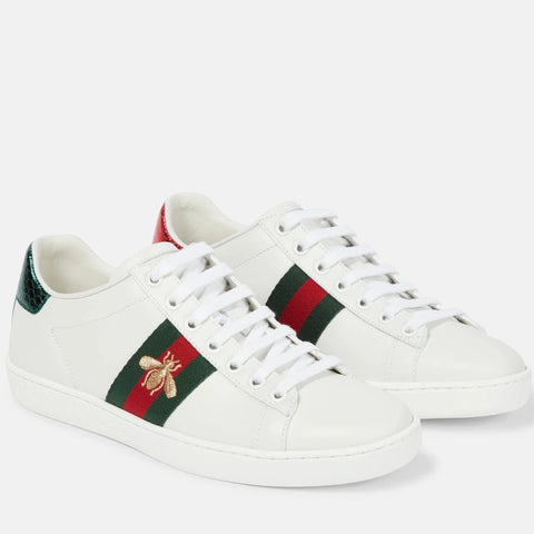 Gucci Women's Ace Embroidered Sneaker - White/Green/Red - BEAUTY BAR