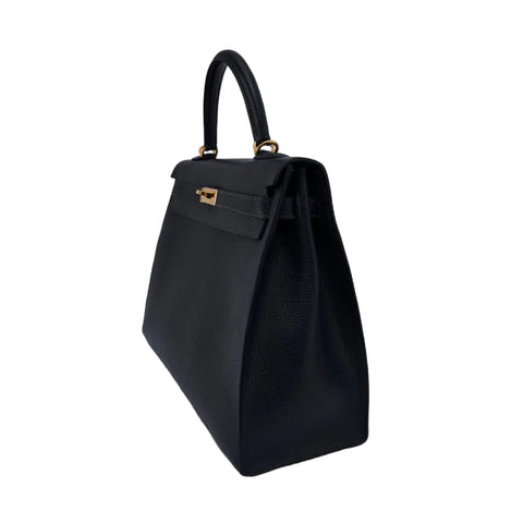 Hermès Kelly 30 Vache Liegee Black Indigo - BEAUTY BAR