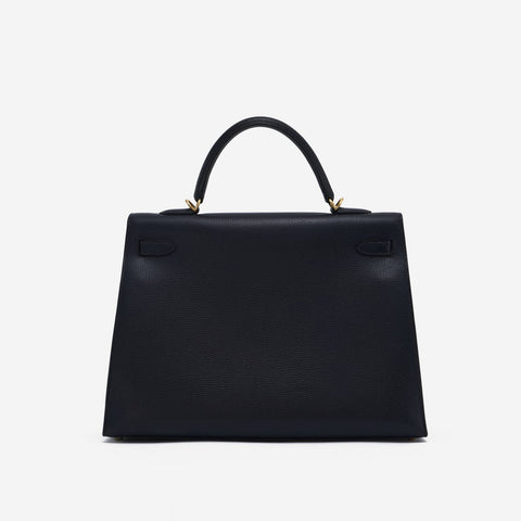 Hermès Kelly 30 Vache Liegee Black Indigo - BEAUTY BAR