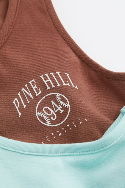 H&M 2-Pack Cotton Vest Tops Brown/Pine Hill - BEAUTY BAR