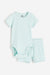 H&M 2-Piece Ribbed Cotton Set Light Turquoise - BEAUTY BAR