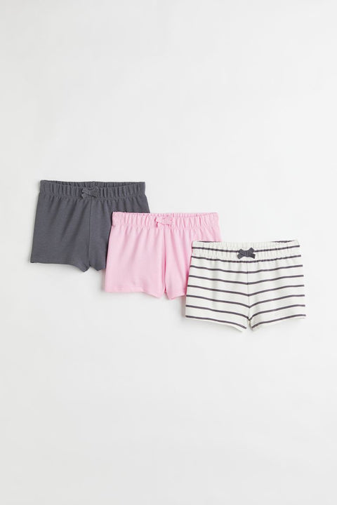 H&M 3-Pack Cotton Shorts Light Pink/Gray striped - BEAUTY BAR