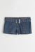 H&M Belted Shorts Dark Denim Blue - BEAUTY BAR