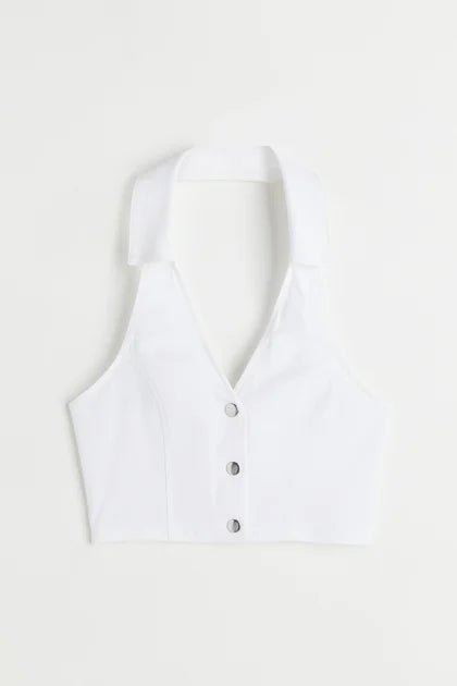H&M Collared Halterneck Top White - BEAUTY BAR