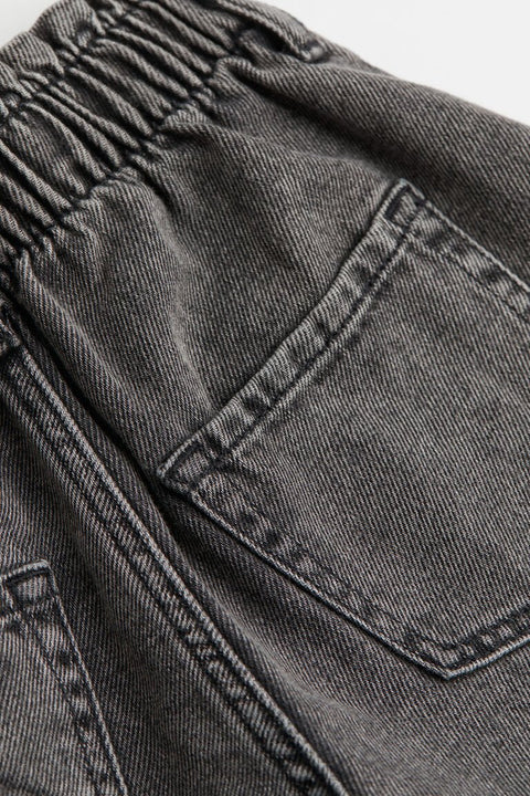 H&M Cotton Denim Paper Bag Shorts Dark Grey - BEAUTY BAR