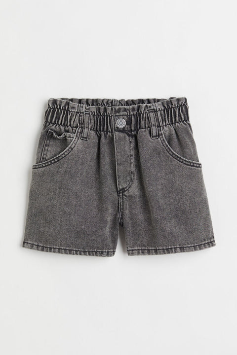 H&M Cotton Denim Paper Bag Shorts Dark Grey - BEAUTY BAR