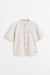 H&M Cotton Short Sleeve Grandpa Collar Shirt Lghit Beige - BEAUTY BAR