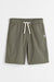 H&M Cotton Shorts Dark Khaki Green - BEAUTY BAR