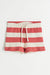 H&M Cotton Shorts Light Beige/Red Striped - BEAUTY BAR