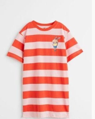 H&M Cotton T-Shirt Dress Orange\Rabbit - BEAUTY BAR