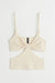 H&M Crinkled Cut-Out Top Light Beige - BEAUTY BAR