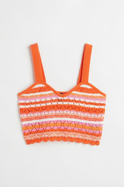 H&M Crochet-Look Crop Top Orange/Pink - BEAUTY BAR