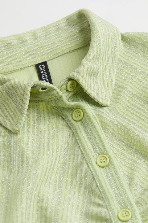 H&M Draped Shirt Dress Light Green/Glittery - BEAUTY BAR