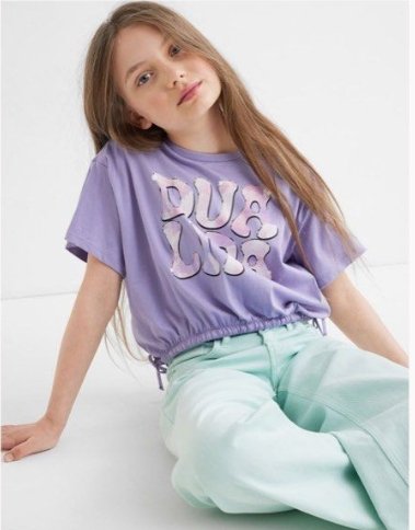 H&M Drawstring T-shirt Purple/Dua Lipa - BEAUTY BAR