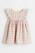 H&M Flounce-Trimmed Cotton Dress Light Pink/White Checked - BEAUTY BAR